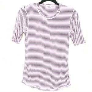 Closed Purple Stripe Short Sleeve Fitted Top Sz S
